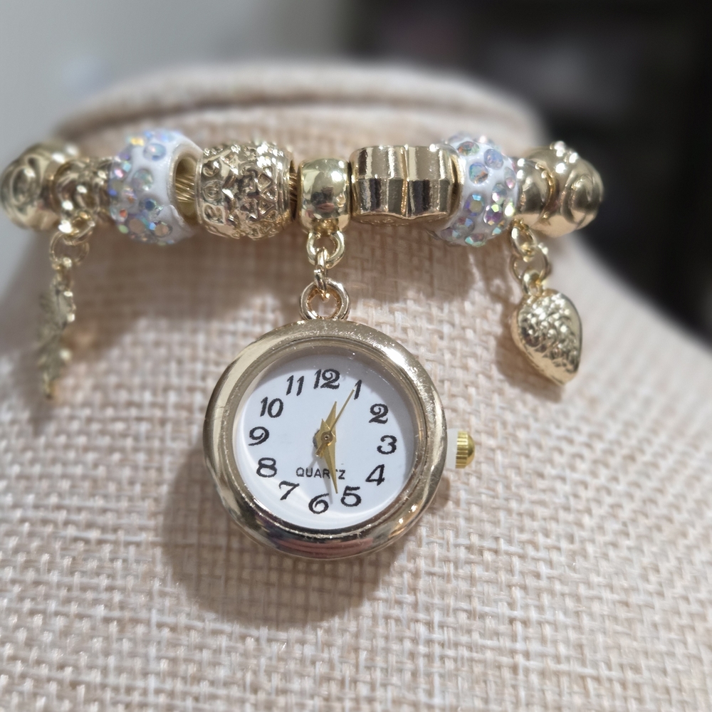 Gold Charm Bracelet Watch